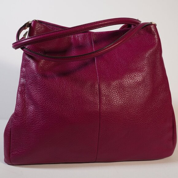 Coach Bag 24621 - Madison Phoebe Pebbled Leather Shoulder Bag Magenta